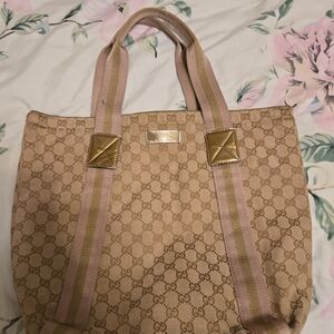 Gucci Beige Monogram Tote Bag